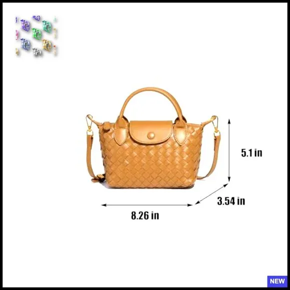 Braided Faux Leather Satchel Handbag Top Handle Adjustable Strap Hobo Chic - Picture 4 of 7